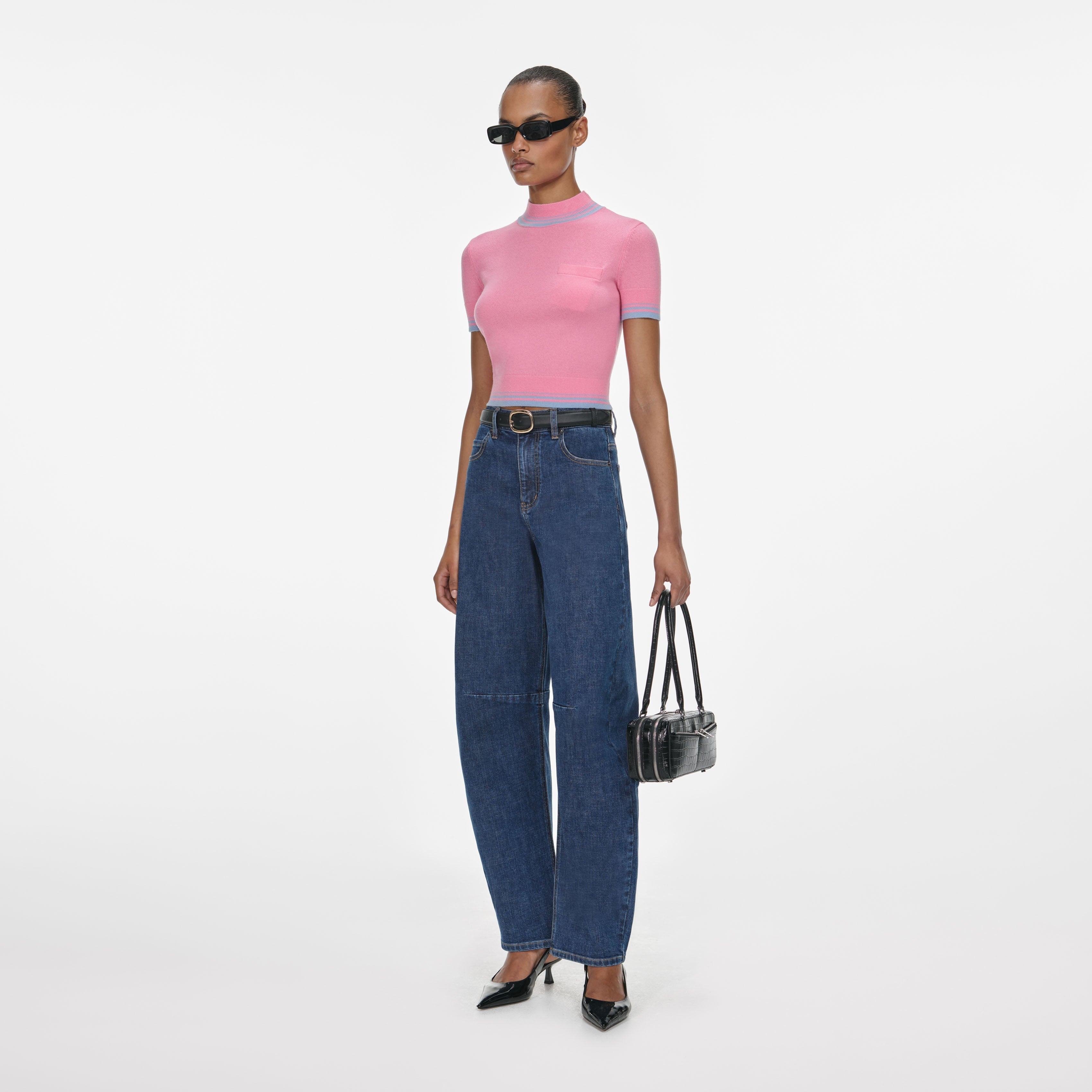Blue Barrel Leg Jeans