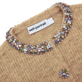 Brown Embellished Trim Cardigan