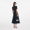 Navy Lace Embellished Midi Dress