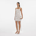 White Lace Satin Bow Mini Dress