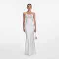 White Satin Lace Maxi Dress