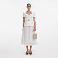 White Crepe Chiffon Midi Dress