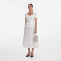 White Crepe Chiffon Midi Dress