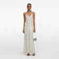 Cream Floral Sequin Maxi Dress