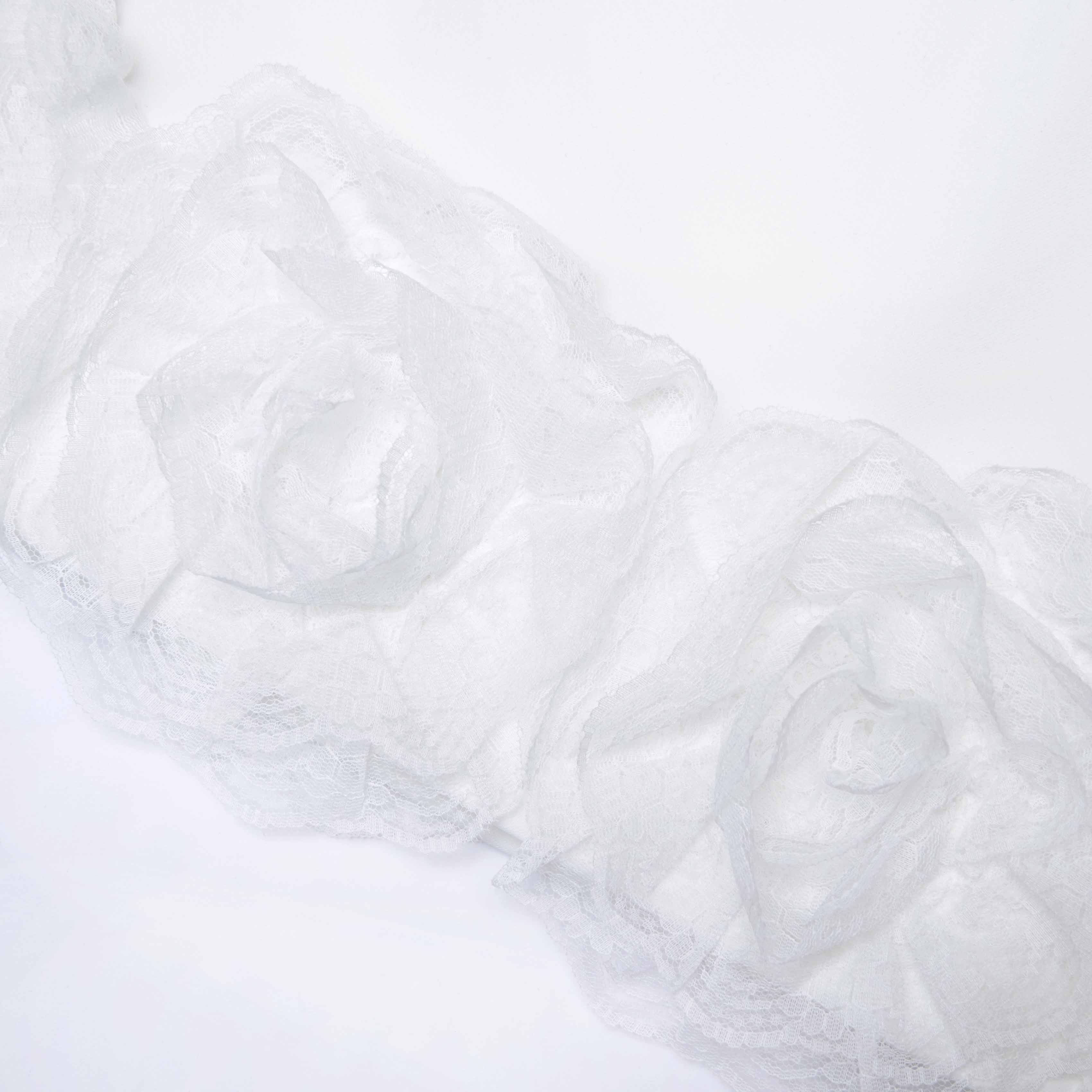 White Crepe 3D Flower Mini Dress