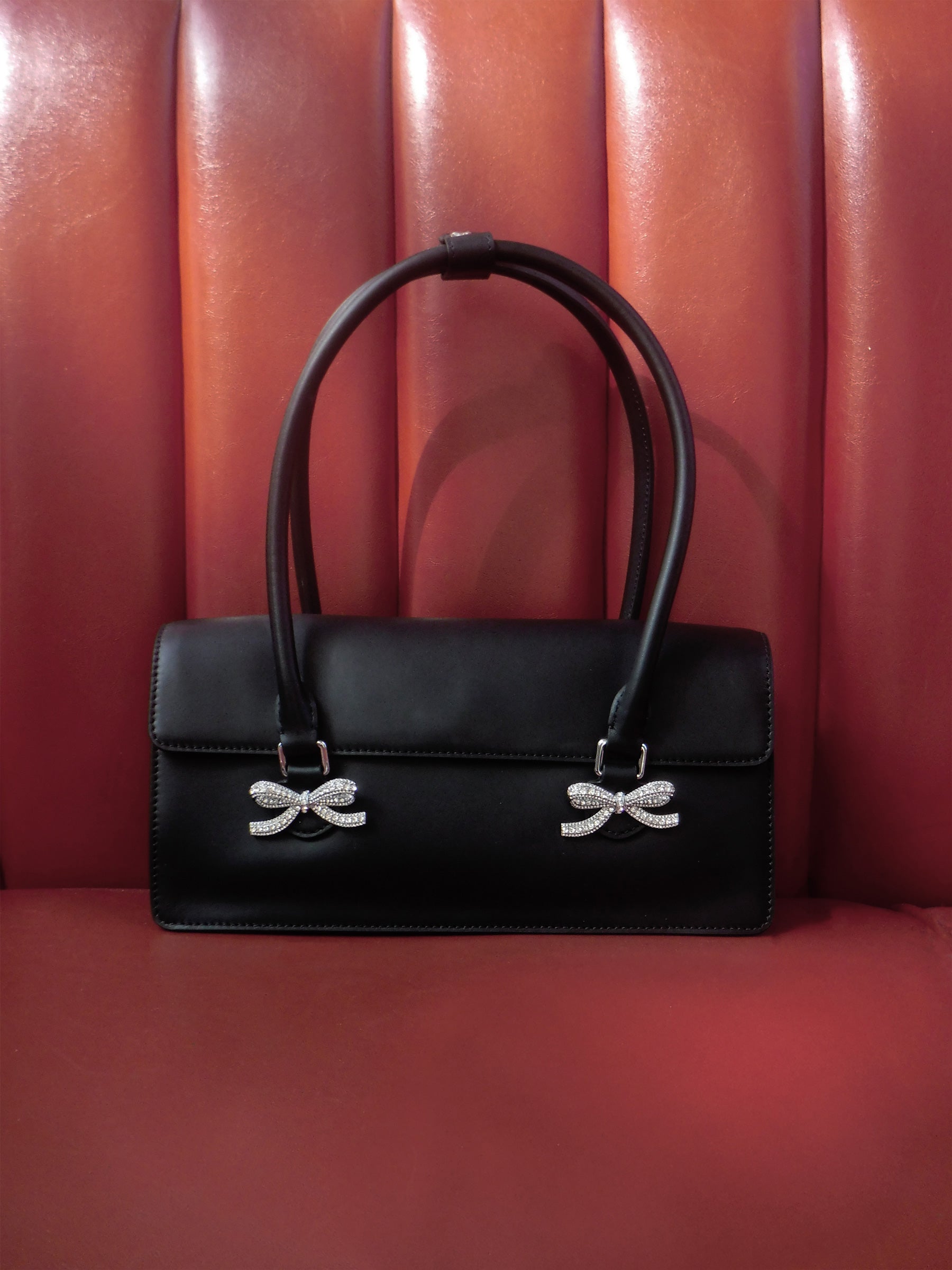 Black Soft Leather Shoulder Bag
