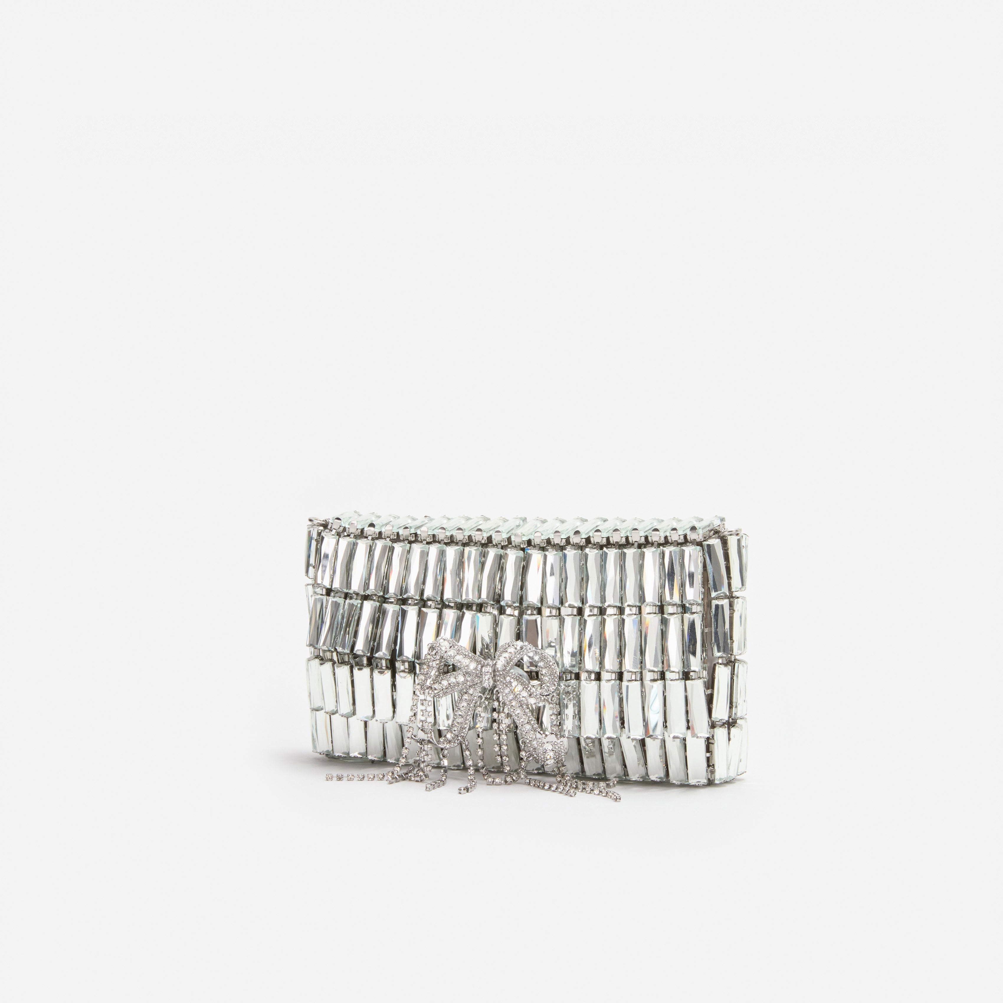 Silver Crystal Bow Mini Shoulder Bag