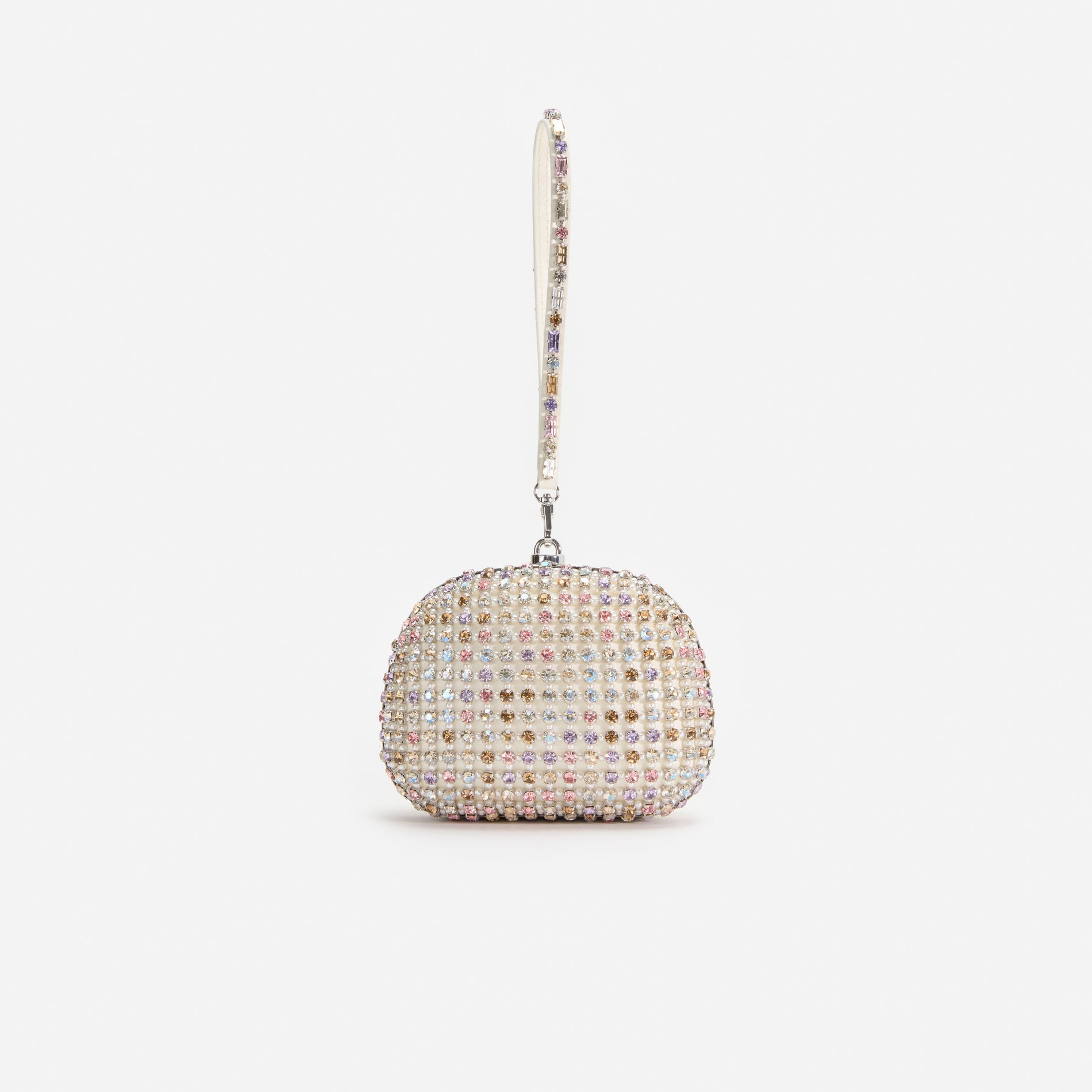 Multi Crystal Top Handle Clutch Bag