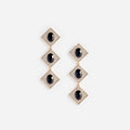 Gold Crystal Black Tiered Earrings
