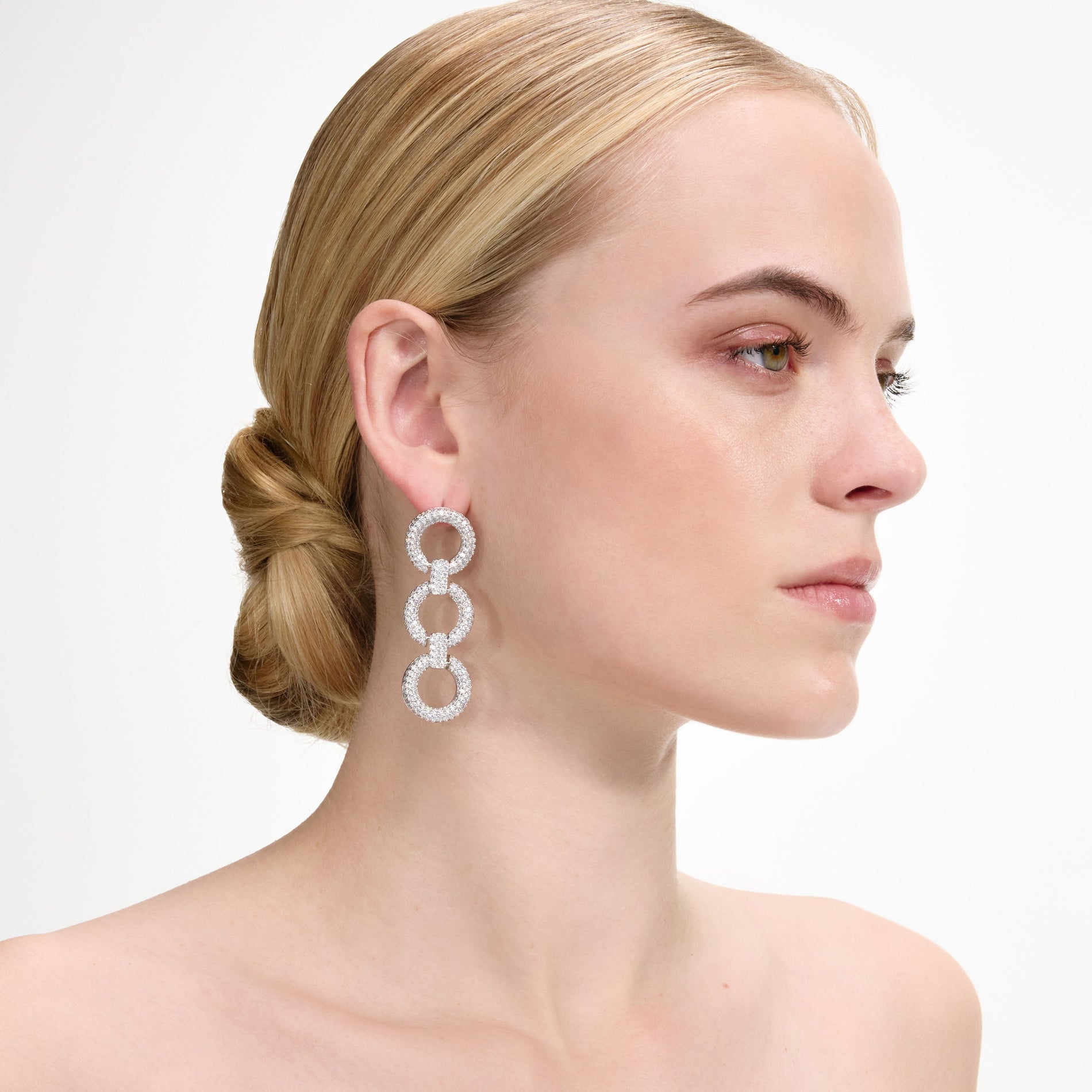 Crystal Link Three Tiered Earrings