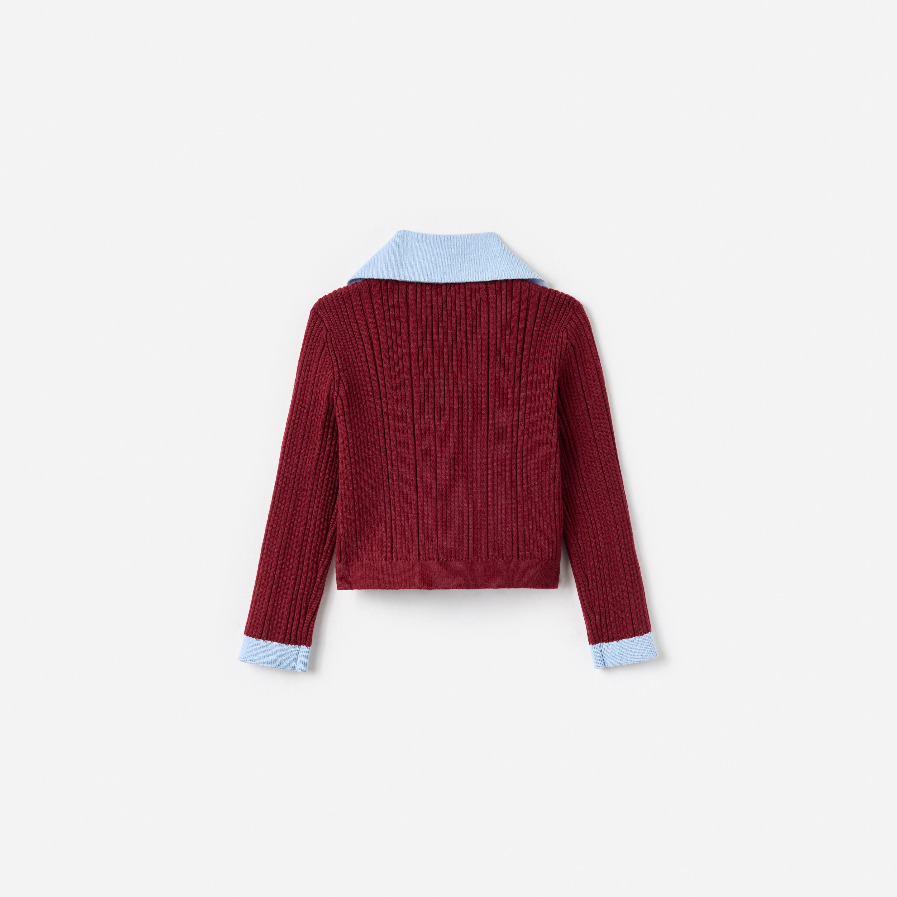 Burgundy Ribbed Knit Cardigan