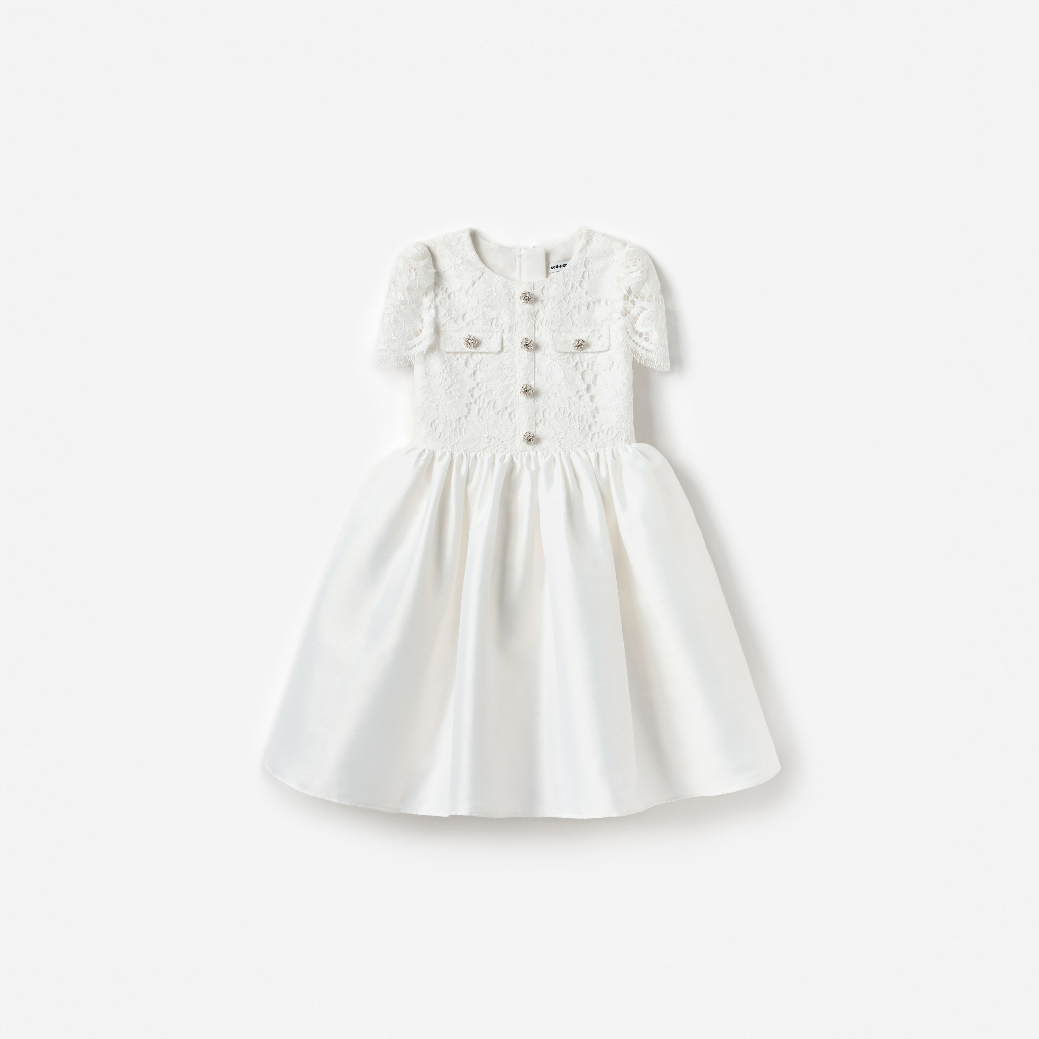 White Lace Taffeta Dress