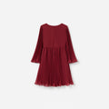 Burgundy Chiffon Long Sleeve Dress