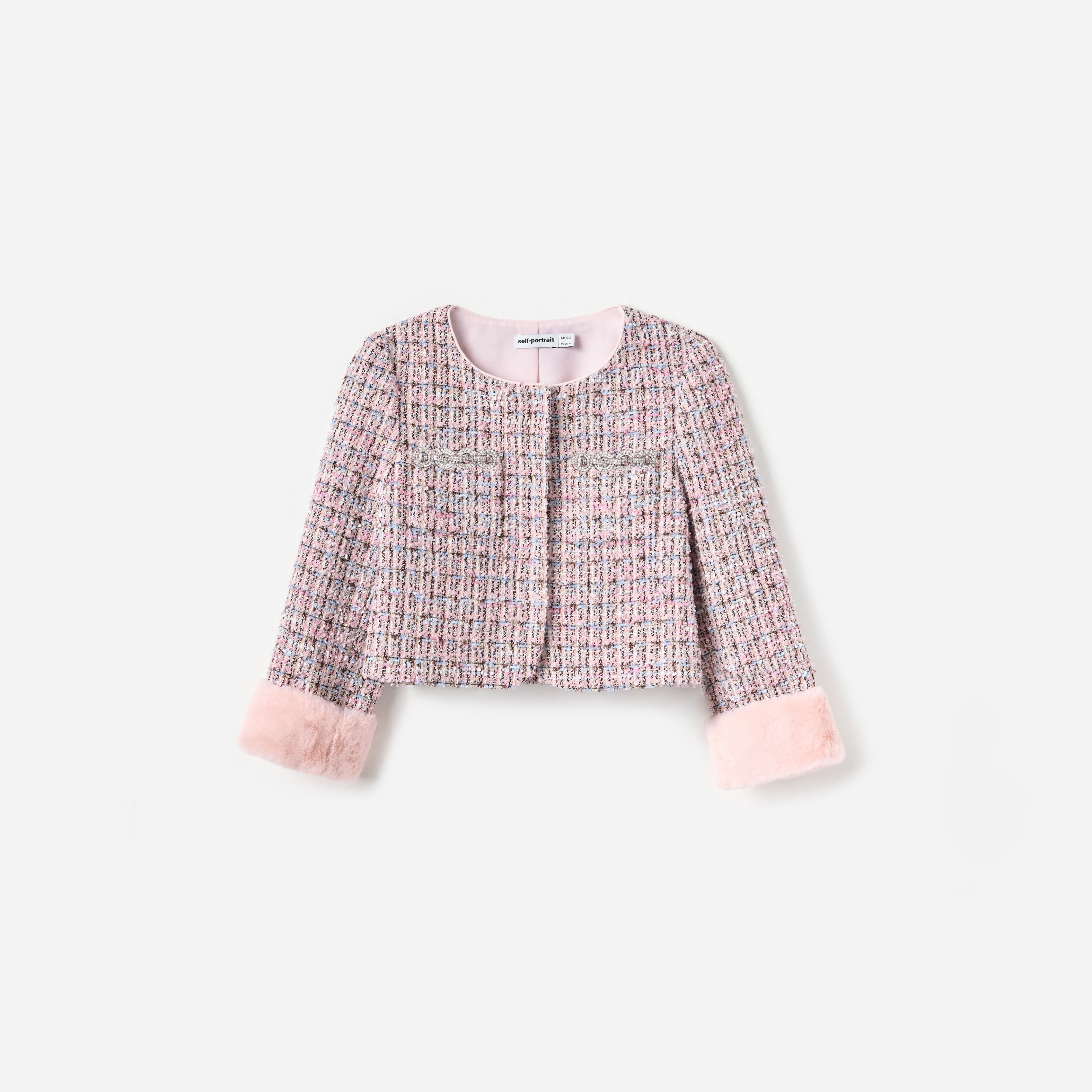 Pink Boucle Fur Jacket