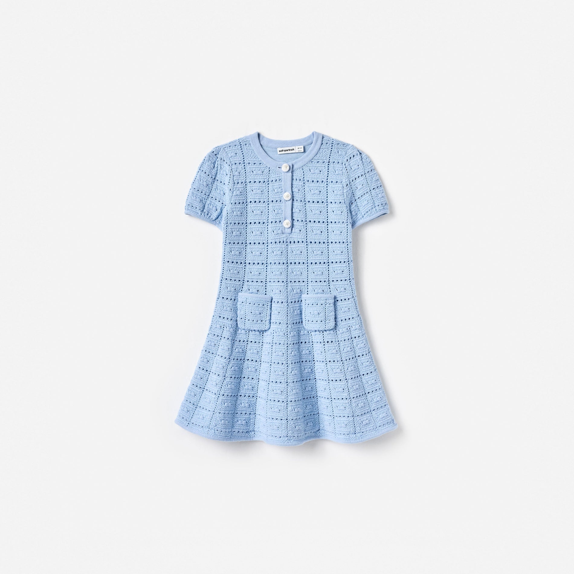 Blue Pointelle Knit Dress