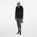 Black Denim Fur Collar Jacket