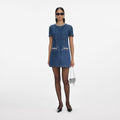 Denim Crystal Trim Mini Dress