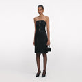 Black Denim Bandeau Midi Dress