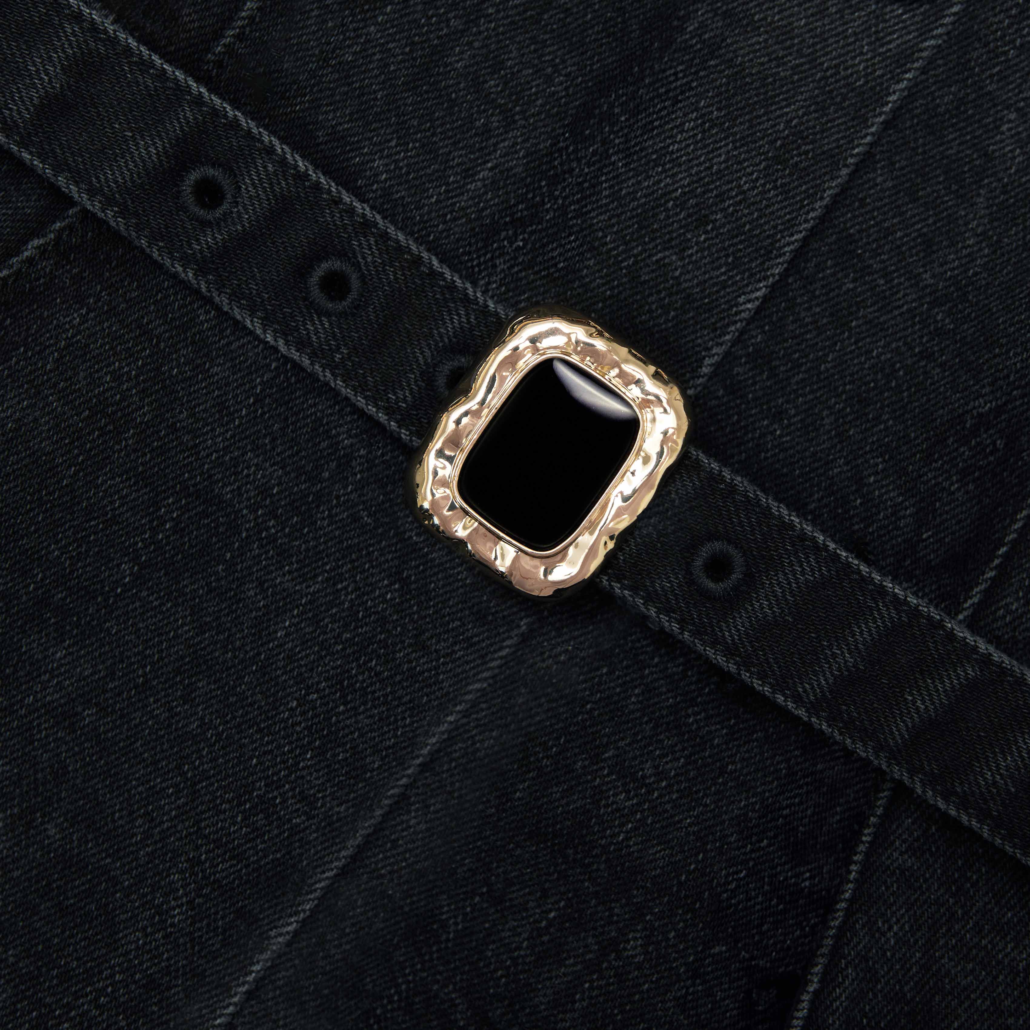 Black Denim Bandeau Midi Dress