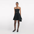 Black Denim Bandeau Mini Dress
