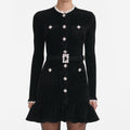 Black Chenille Knit Mini Dress