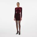 Burgundy Velvet Embellished Mini Dress