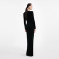 Black Velvet Embellished Maxi Dress