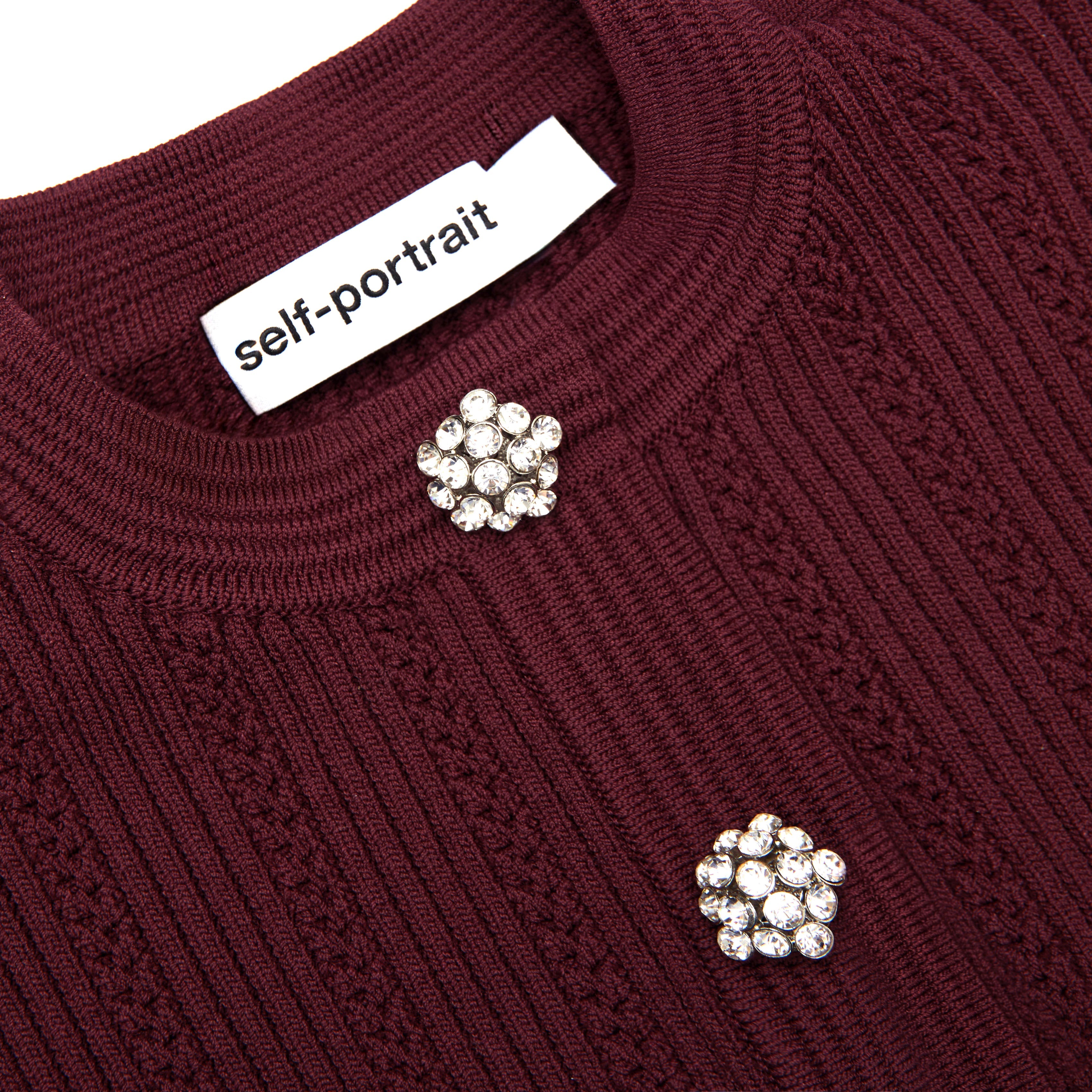 Burgundy Pointelle Knit Midi Dress
