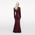 Burgundy Satin Maxi Dress
