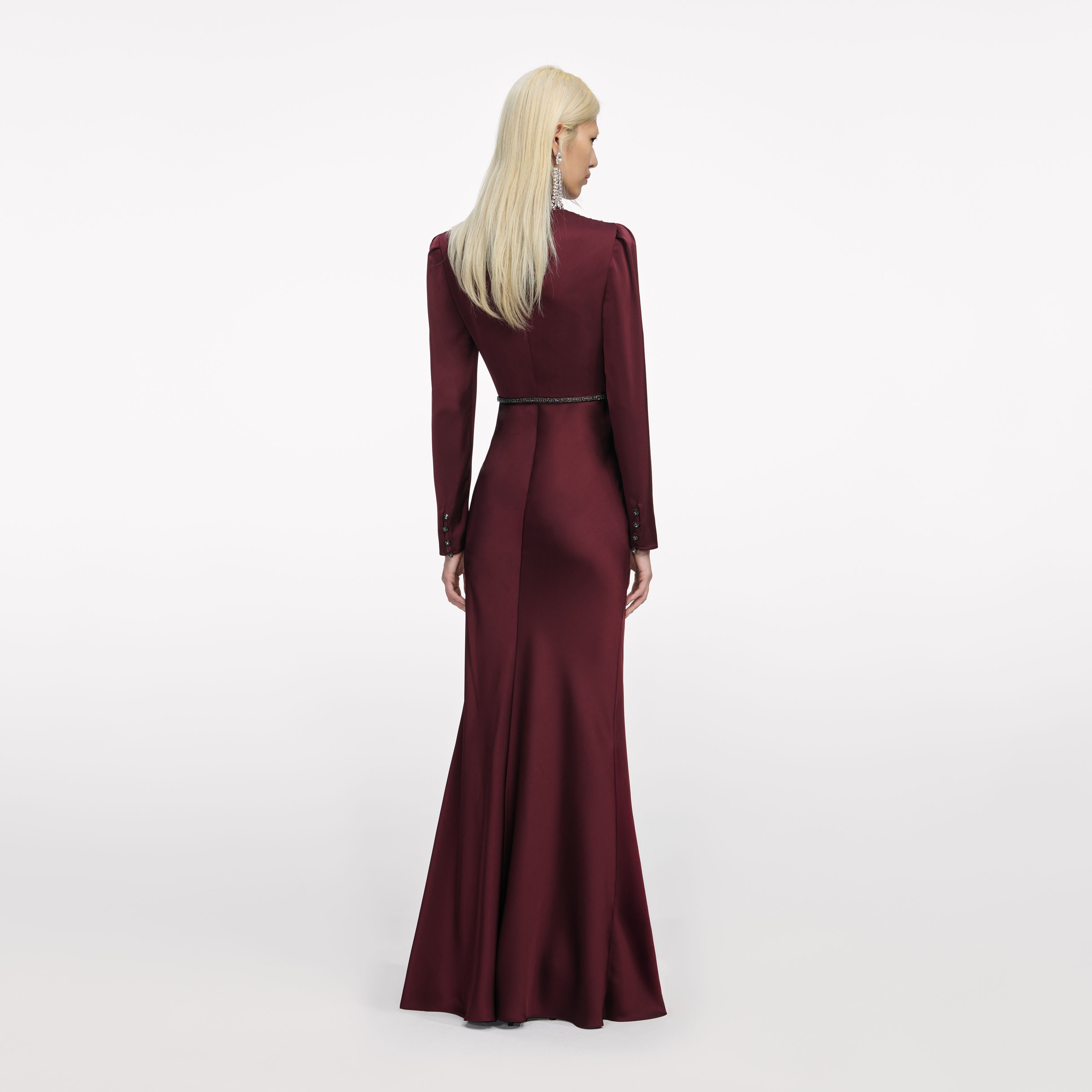 Burgundy Satin Maxi Dress