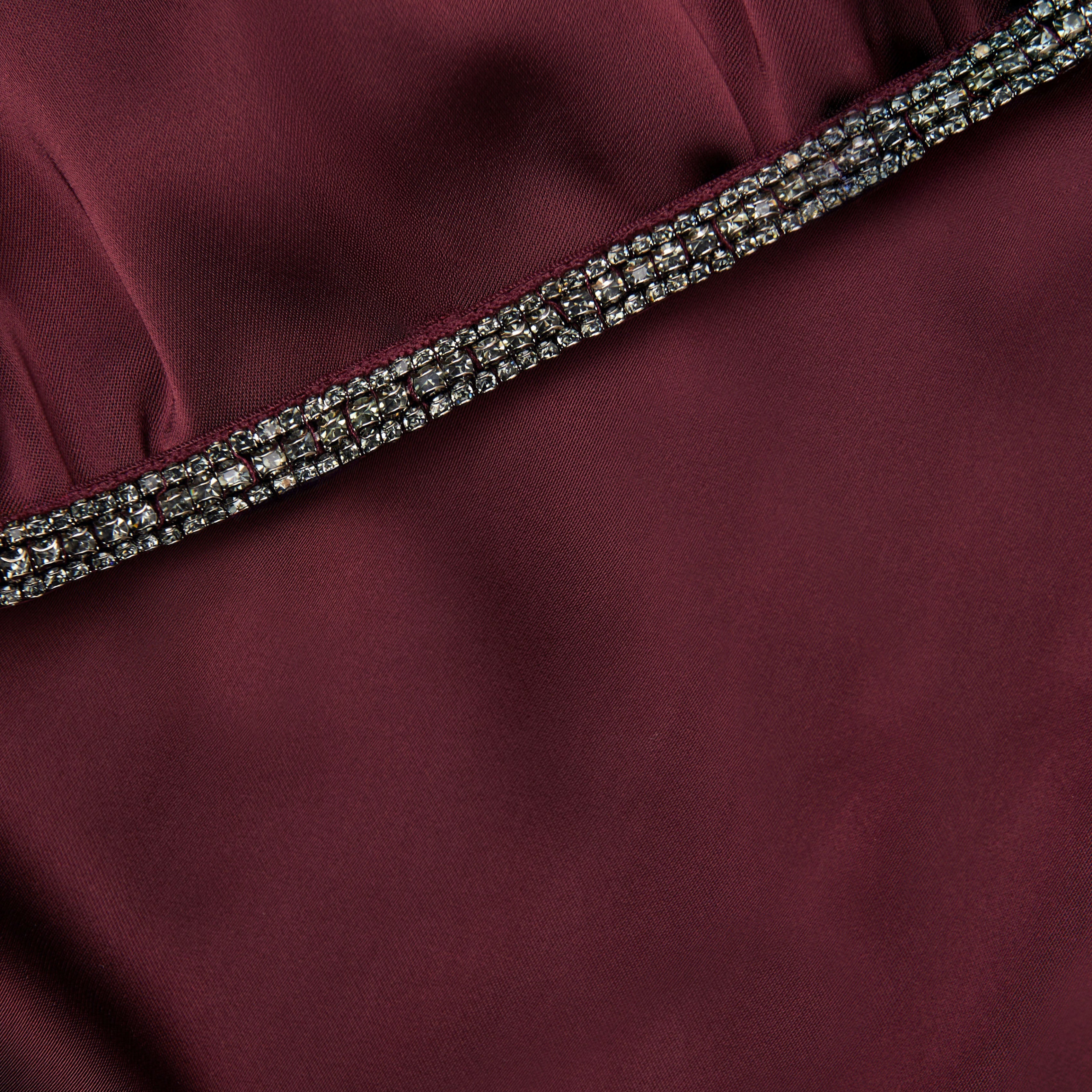 Burgundy Satin Maxi Dress