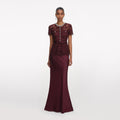 Burgundy Lace Satin Maxi Dress