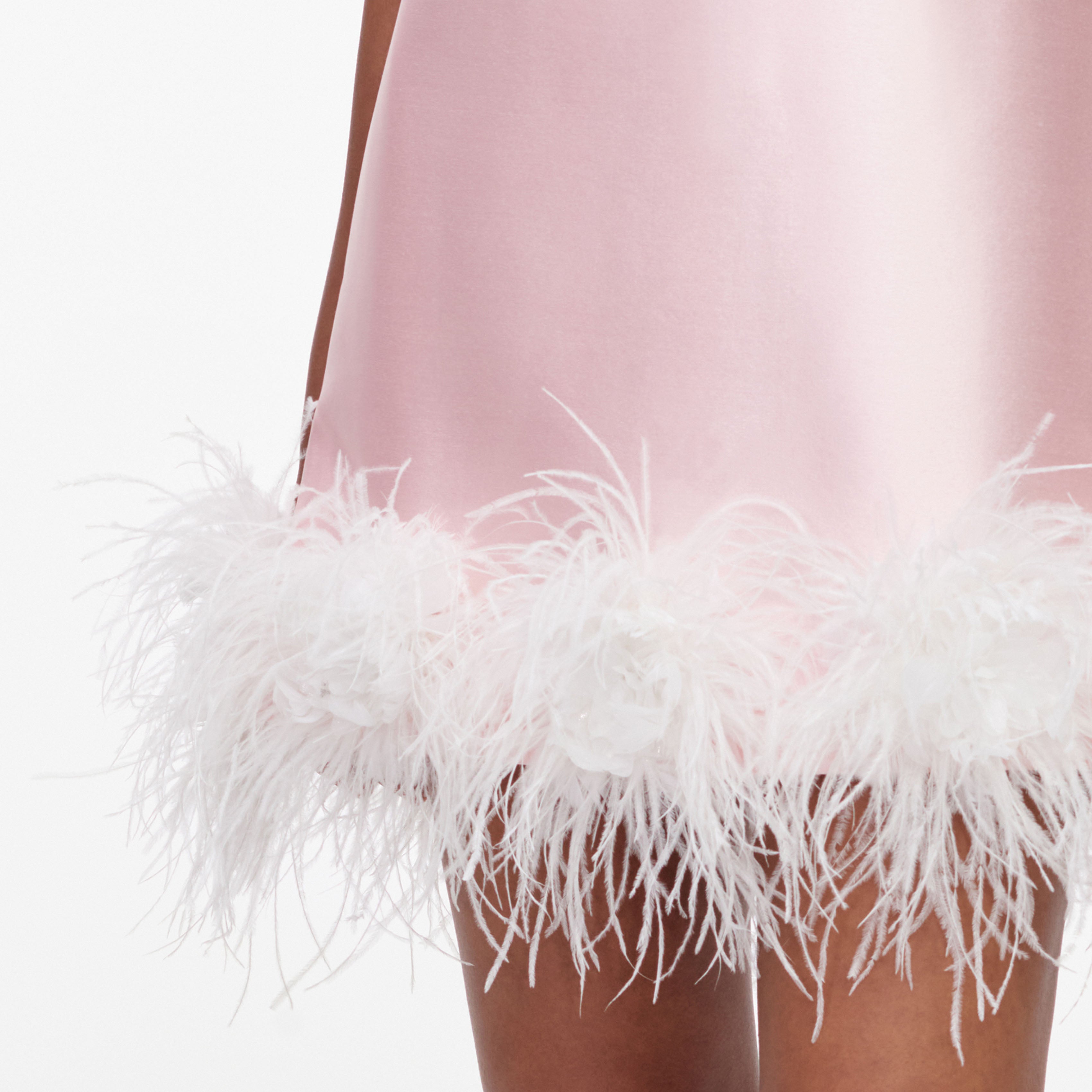 Pink Taffeta Feather Mini Dress