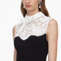 Black Contrast Lace Bodice Midi Dress
