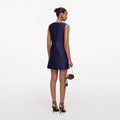 Navy Taffeta Lace Mini Dress