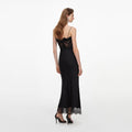 Black Satin Lace Midi Dress