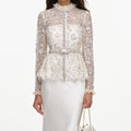 Cream Sequin Embellished Satin Maxi Dress