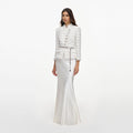 White Boucle Satin Maxi Dress