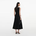 Black Boucle Crepe Midi Dress