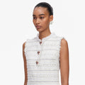 White Boucle Sleeveless Mini Dress