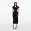 Black Wool Crepe Midi Dress