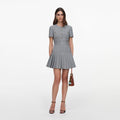 Grey Check Pleated Mini Dress