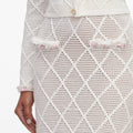 Cream Fringe Knit Midi Skirt