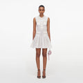 White Flower Trim Knit Mini Dress