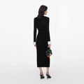 Black Chenille Knit Midi Dress