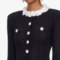 Black Flower Trim Knit Mini Dress
