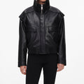 Black Faux Leather Bomber Jacket