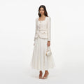 Cream Tailored Boucle And Chiffon Midi Dress