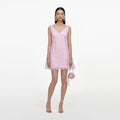 Pink Sequin Lace Cape Mini Dress