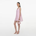 Pink Sequin Lace Cape Mini Dress
